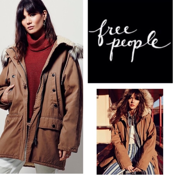 Free People Jackets & Blazers - NEW Free People M Up in the Hills zip button down hooded fur jacket